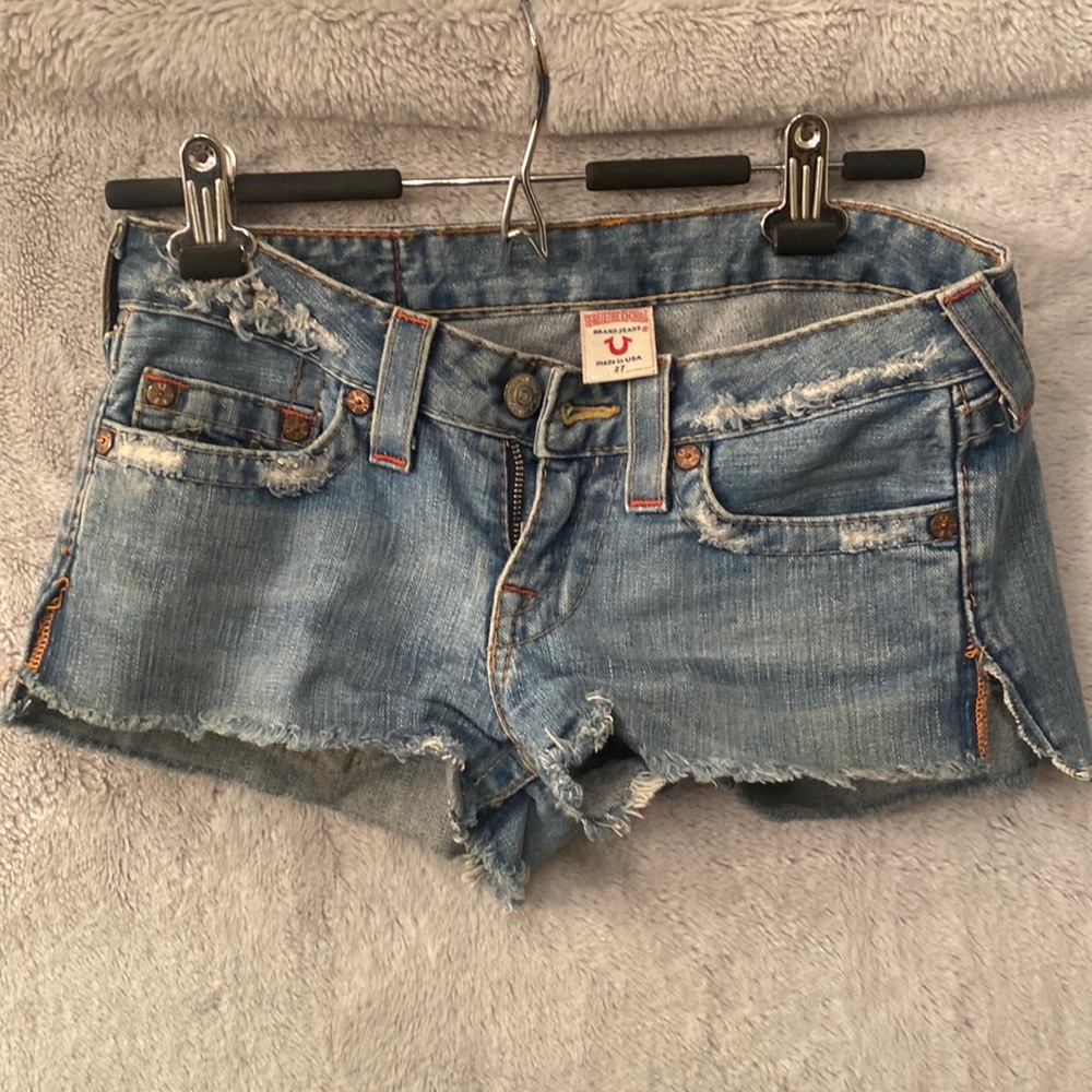 True Religion Jean Distressed Jean Shorts